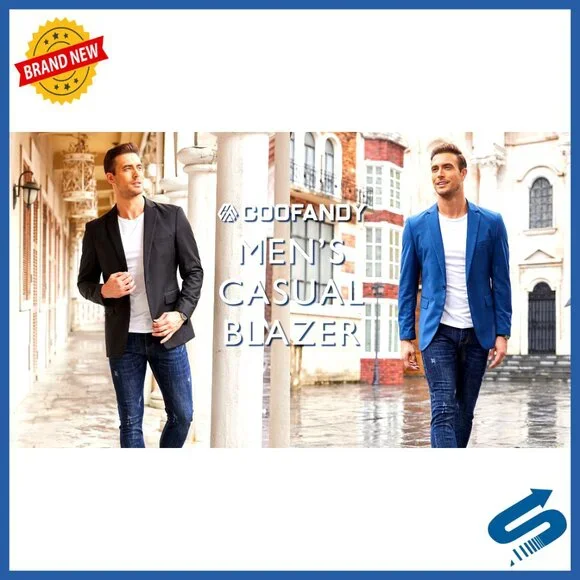 Slim Fit Sport Coat Blazer One Button Business Casual Jacket Polyester Spandex